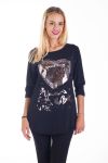 T-SHIRT CUORE PAILLETTES 4233 NERO