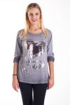 T-SHIRT CUORE PAILLETTES 4233 GRIGIO