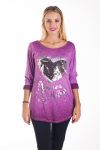 T-SHIRT CUORE PAILLETTES 4233 BORDEAUX