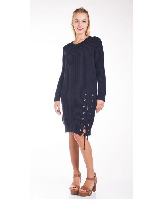 MAGLIONE VESTITO CON PIZZO-UP 4266 NERO