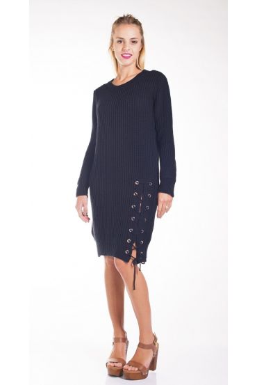 TRUI JURK HEEFT LACE-UP 4266 ZWART