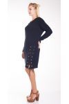 SWEATER DRESS HAS LACE-UP 4266 BLACK