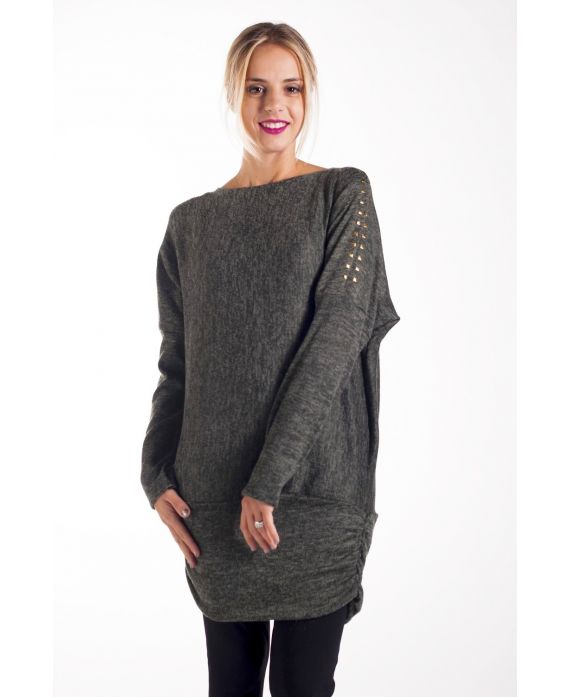 SWEATER TUNIC RIVETS 4243 MILITARY GREEN