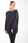 SWEATER TUNIC RIVETS 4243 BLACK