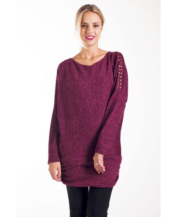 PULL TUNIQUE RIVETS 4243 BORDEAUX