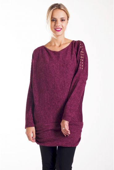 PULL TUNIQUE RIVETS 4243 BORDEAUX