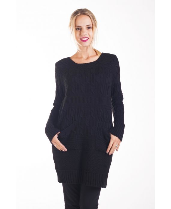 PULLOVER KLEID MIT MESH 2 TASCHEN 4269 SCHWARZ