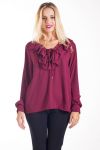 BLOUSE HEEFT EEN V-HALS FROUFOU 4238 BORDEAUX