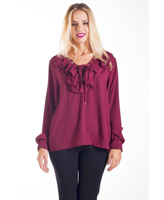 BLOUSE HEEFT EEN V-HALS FROUFOU 4238 BORDEAUX