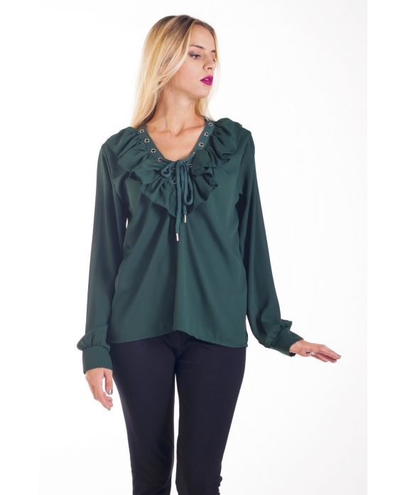 BLOUSE ENCOLURE FROUFOU 4238 VERT MILITAIRE