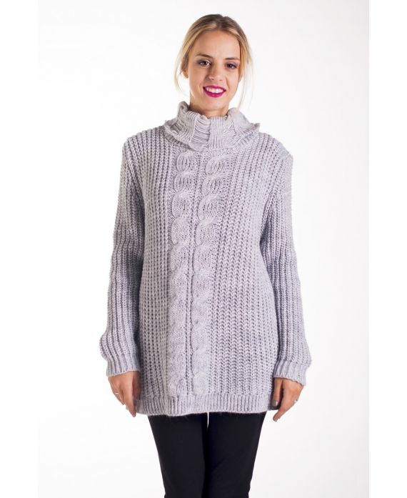 PULL COL ROULE TORSADE 4268 GRIS