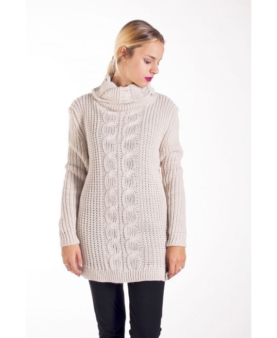 PULL COL ROULE TORSADE 4268 BEIGE