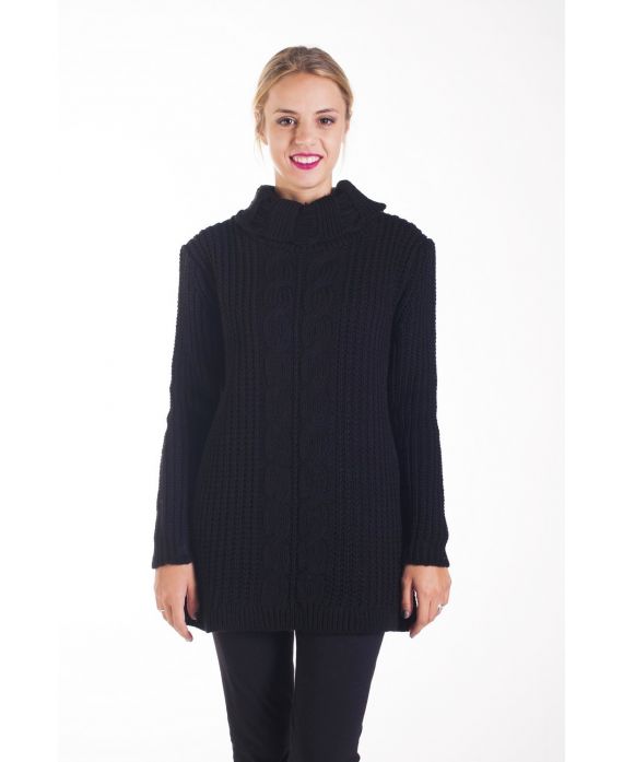 PULL COL ROULE TORSADE 4268 NOIR