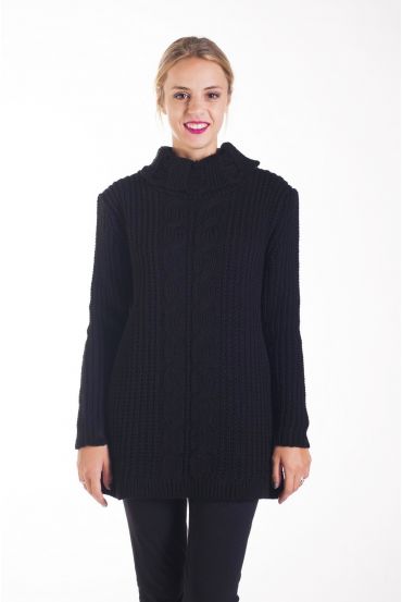 PULL COL ROULE TORSADE 4268 NOIR