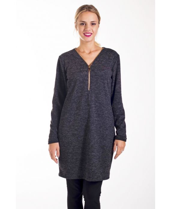 PULL TUNIQUE ZIPPEE 4271 NOIR