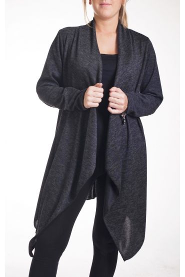 GRANDE TAILLE VESTE/GILET LONG 4242 NOIR