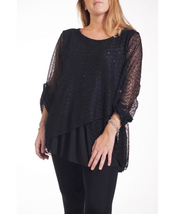 LARGE SIZE TUNIC SEQUINS 4250 BLACK