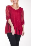 LARGE SIZE TUNIC SEQUINS 4250 RED