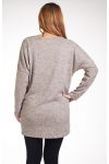 GRANDE TAILLE PULL TUNIQUE RIVETS POCHES 4246 BEIGE