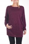 GRANDE TAILLE PULL TUNIQUE RIVETS POCHES 4246 BORDEAUX