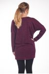 GRANDE TAILLE PULL TUNIQUE RIVETS POCHES 4246 BORDEAUX