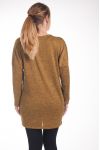 LARGE SIZE SWEATER TUNIC RIVETS POCKETS 4246 MUSTARD