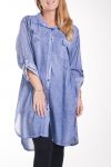 GRANDE TAILLE CHEMISE LONDUE EFFET DELAVE 4244 BLEU