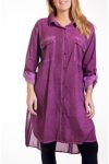 GRANDE TAILLE CHEMISE LONGUE EFFET DELAVE 4244 BORDEAUX