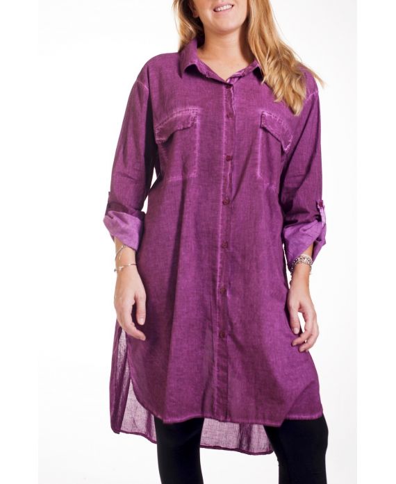 LARGE SIZE LONG SHIRT EFFECT DELAVE 4244 BORDEAUX