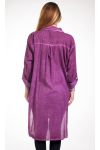 GRANDE TAILLE CHEMISE LONGUE EFFET DELAVE 4244 BORDEAUX