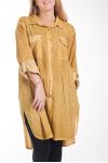 LARGE SIZE LONG SHIRT EFFECT DELAVE 4244 MUSTARD