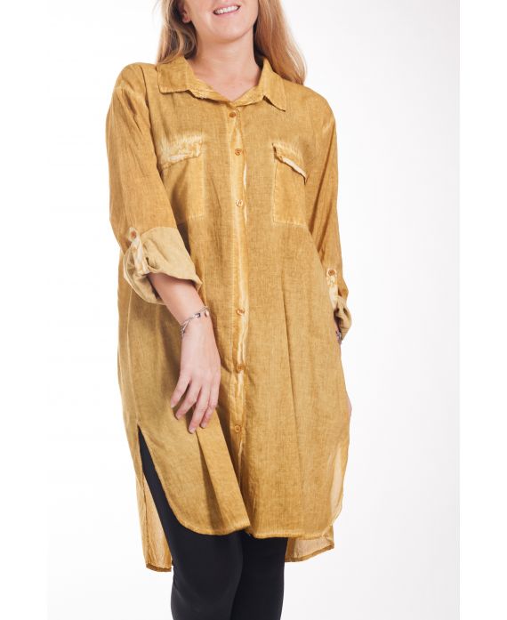 LARGE SIZE LONG SHIRT EFFECT DELAVE 4244 MUSTARD