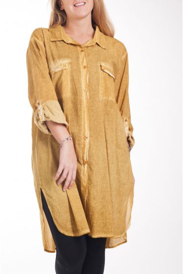 LARGE SIZE LONG SHIRT EFFECT DELAVE 4244 MUSTARD