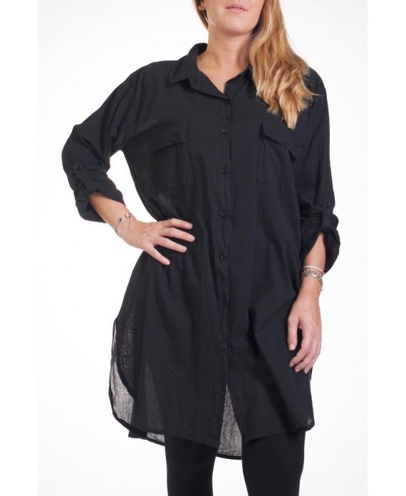 LARGE SIZE SHIRT EFFECT DELAVE 4244 BLACK