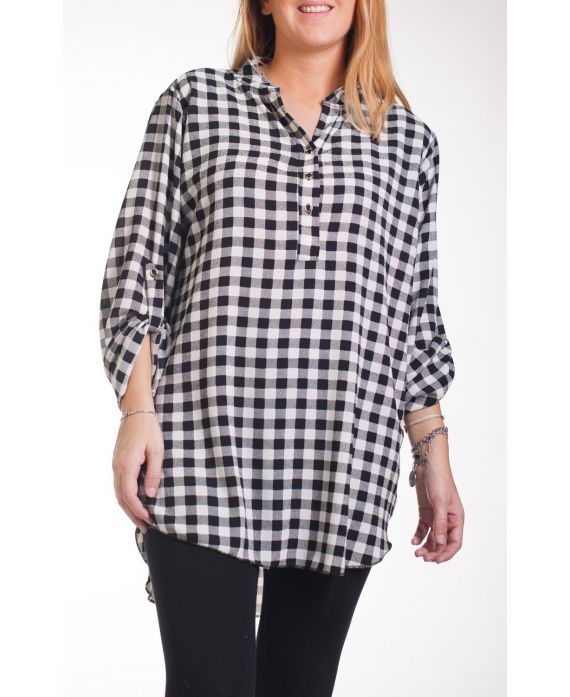 LARGE SIZE BLOUSE CHECKERED 4251 BLACK