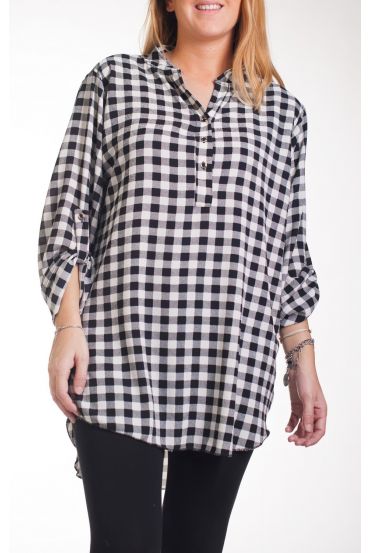 LARGE SIZE BLOUSE CHECKERED 4251 BLACK