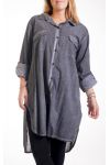 GRANDE TAILLE CHEMISE LONGUE EFFET DELAVE 4244 GRIS