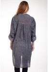 GRANDE TAILLE CHEMISE LONGUE EFFET DELAVE 4244 GRIS