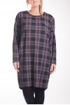 LARGE SIZE SWEATER DRESS PLAID 4245 GREY