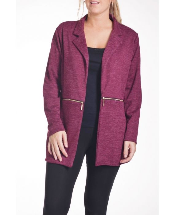 GRANDE TAILLE VESTE BLAZER ZIPPEE 4261 BORDEAUX