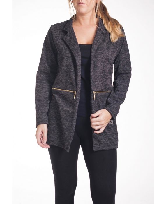 GRANDE TAILLE VESTE BLAZER ZIPPEE 4261 NOIR