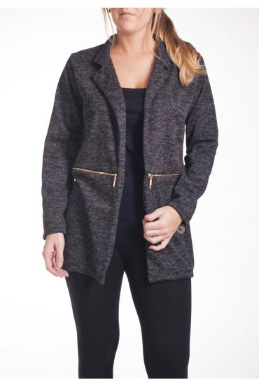 GRANDE TAILLE VESTE BLAZER ZIPPEE 4261 NOIR