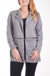 GRANDE TAILLE VESTE BLAZER ZIPPEE 4261 GRIS