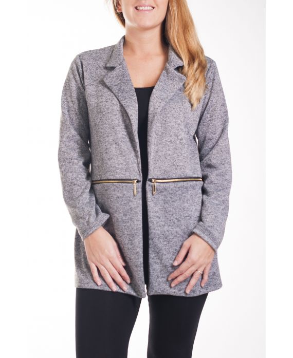 GRANDE TAILLE VESTE BLAZER ZIPPEE 4261 GRIS