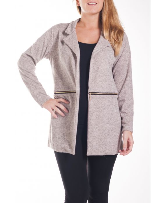 GRANDE TAILLE VESTE BLAZER ZIPPEE 4261 BEIGE