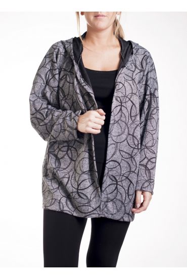 GRANDE TAILLE VESTE/GILET A CAPUCHE 4249 GRIS