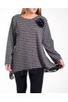 LARGE SIZE SWEATER TUNIC LACE 4258 BLACK