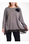 LARGE SIZE SWEATER TUNIC LACE 4258 TAUPE