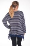 GRANDE TAILLE PULL TUNIQUE DENTELLE 4258 BLEU MARINE