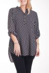 GROOT FORMAAT BLOUSE POLKA DOT 4254 ZWART